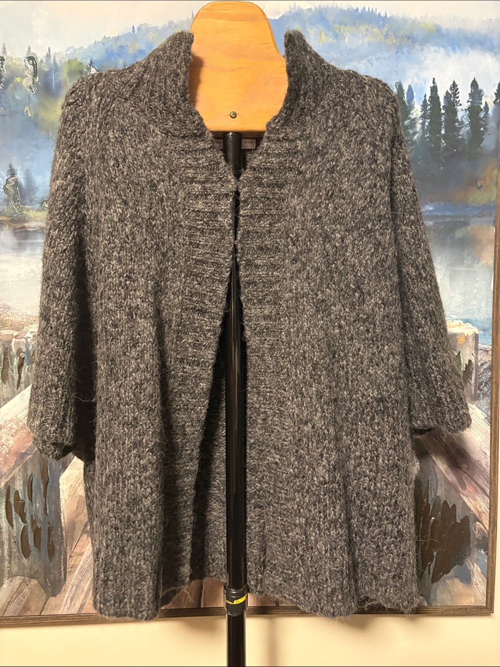 Sarah Spencer Heather Gray Open-Front Knit Cardigan